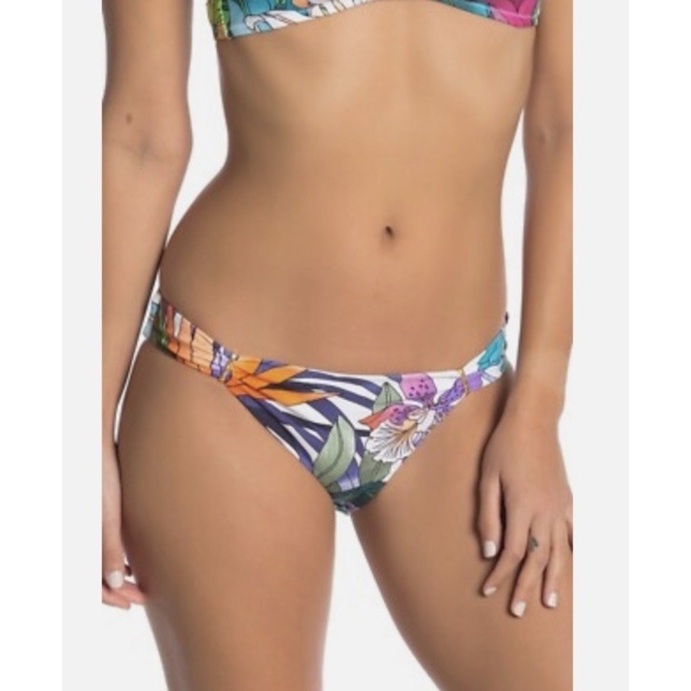 NWT- Trina Turk Amazonia California Shirred-Side Bikini Bottom, Multi - Size 4